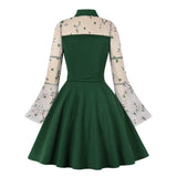 Vintage Flower Embroidered Mesh Patchwork Dress