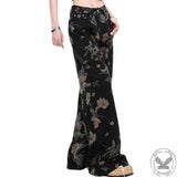 Vintage Flower High Waist Straight Wide Leg Pants