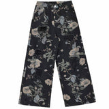 Vintage Flower High Waist Straight Wide Leg Pants | Gthic.com