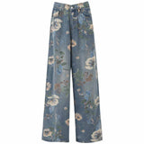 Vintage Flower High Waist Straight Wide Leg Pants | Gthic.com