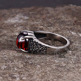 Vintage Flower Stainless Steel Gemstone Ring