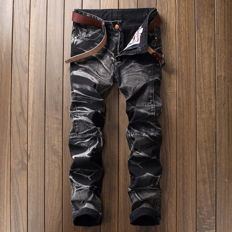 Vintage Four-Color Tie-Dye Biker Straight Jeans | Gthic.com