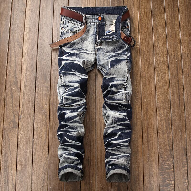Vintage Four-Color Tie-Dye Biker Straight Jeans | Gthic.com