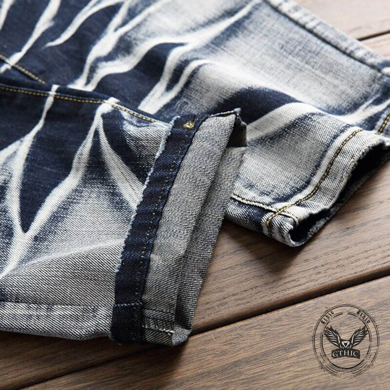 Vintage Four-Color Tie-Dye Biker Straight Jeans | Gthic.com