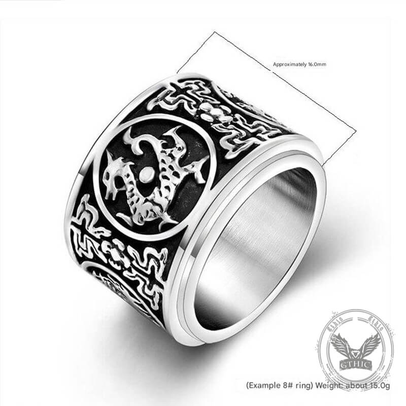 Vintage Four Mythical Beasts Stainless Steel Spinner Ring | Gthic.com
