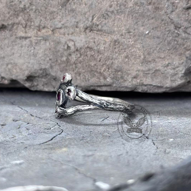 Vintage Fruit Branch Zircon Sterling Silver Ring