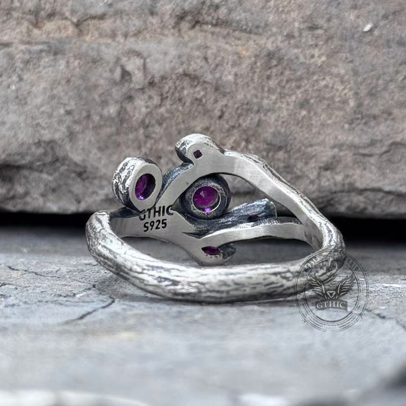 Vintage Fruit Branch Zircon Sterling Silver Ring