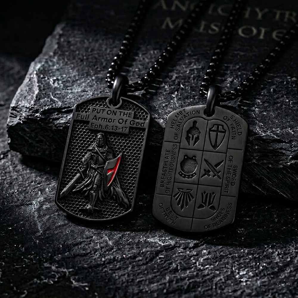 Vintage Full Armor of God Knight Stainless Steel Pendant