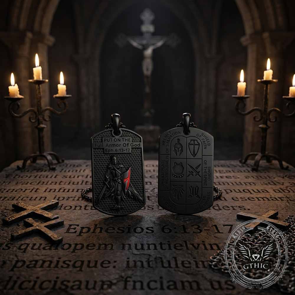 Vintage Full Armor of God Knight Stainless Steel Pendant | Gthic.com