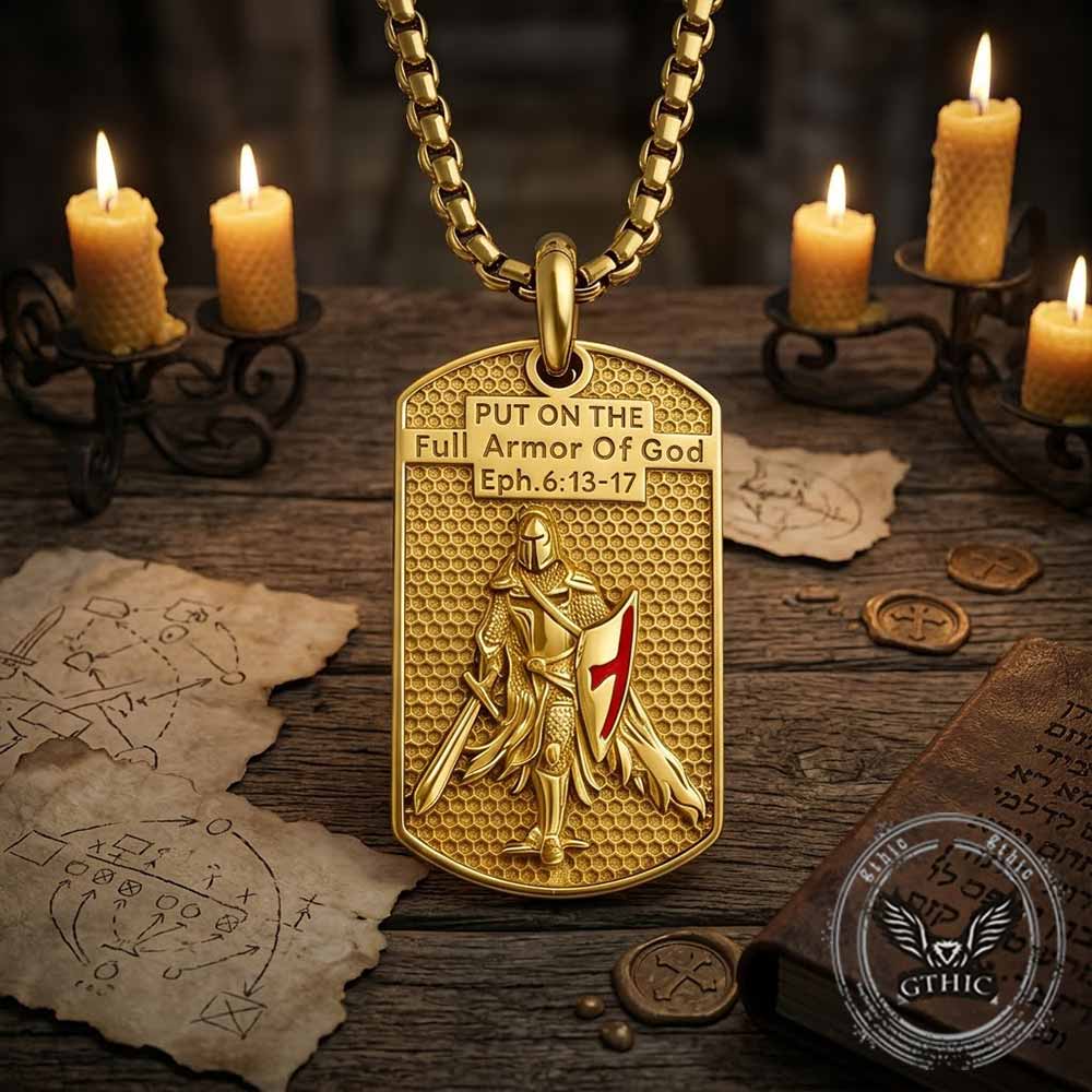 Vintage Full Armor of God Knight Stainless Steel Pendant