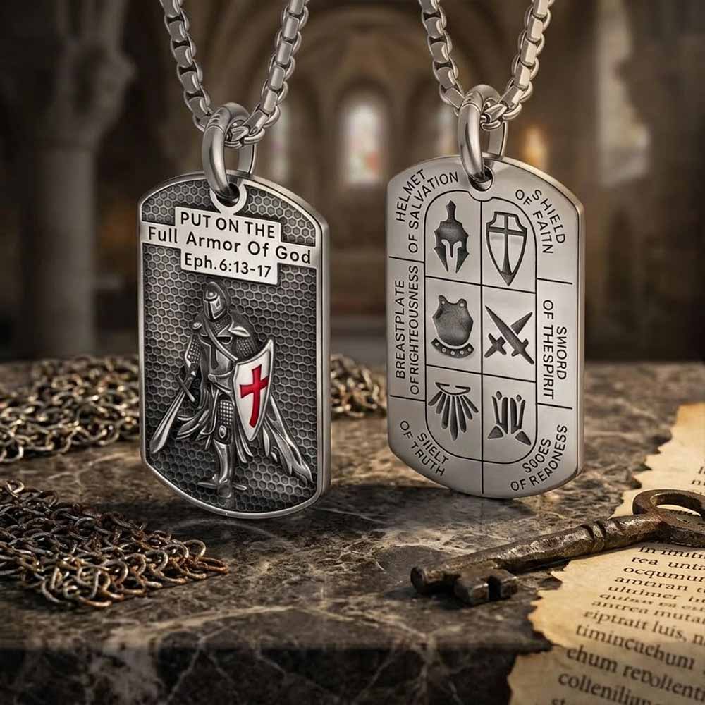 Vintage Full Armor of God Knight Stainless Steel Pendant