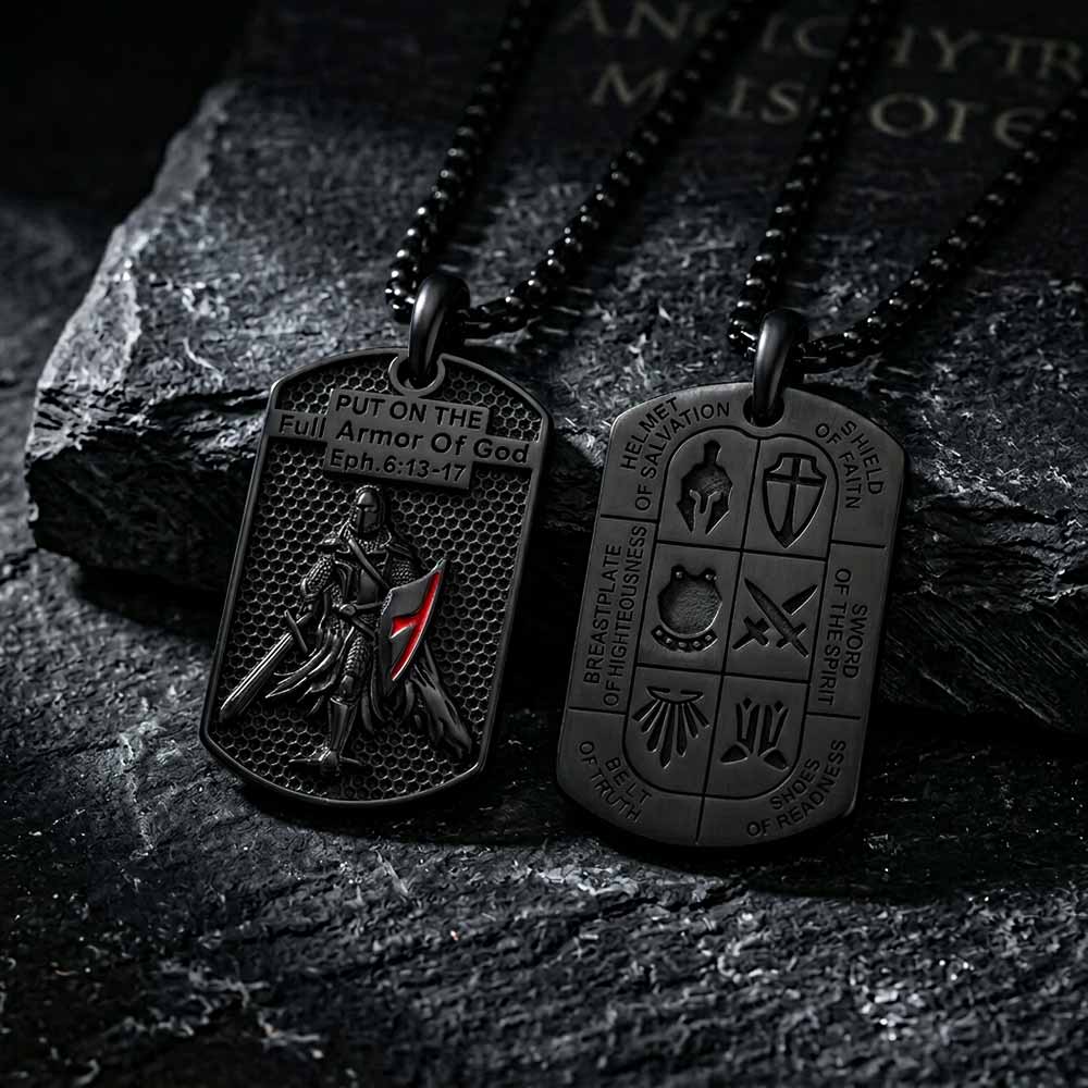 Vintage Full Armor of God Knight Stainless Steel Pendant