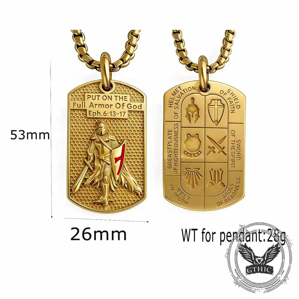 Vintage Full Armor of God Knight Stainless Steel Pendant
