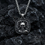 Vintage Gaping Maw skull stainless steel pendant | Gthic.com
