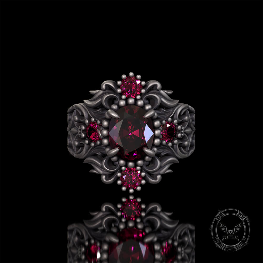 Vintage Gem-Set Hollow Sterling Silver Gothic Ring | Gthic.com