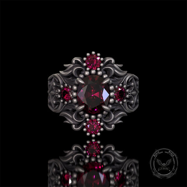 Vintage Gem-Set Hollow Sterling Silver Gothic Ring | Gthic.com