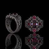 Vintage Gem-Set Hollow Sterling Silver Gothic Ring | Gthic.com