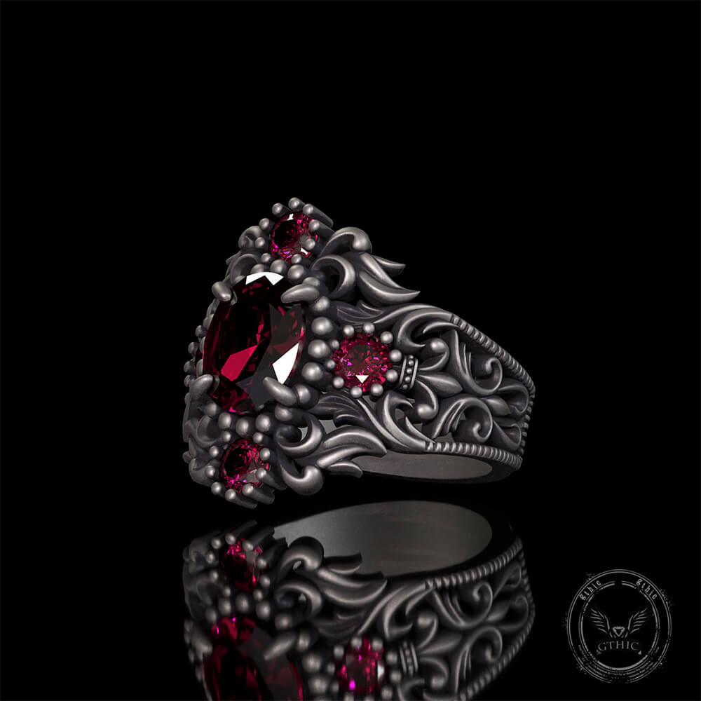 Vintage Gem-Set Hollow Sterling Silver Gothic Ring | Gthic.com