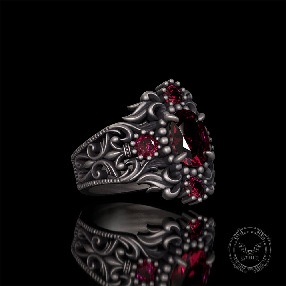 Vintage Gem-Set Hollow Sterling Silver Gothic Ring | Gthic.com