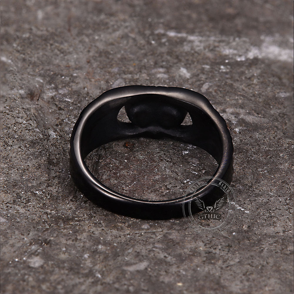 Vintage Gem-set Owl Stainless Steel Ring