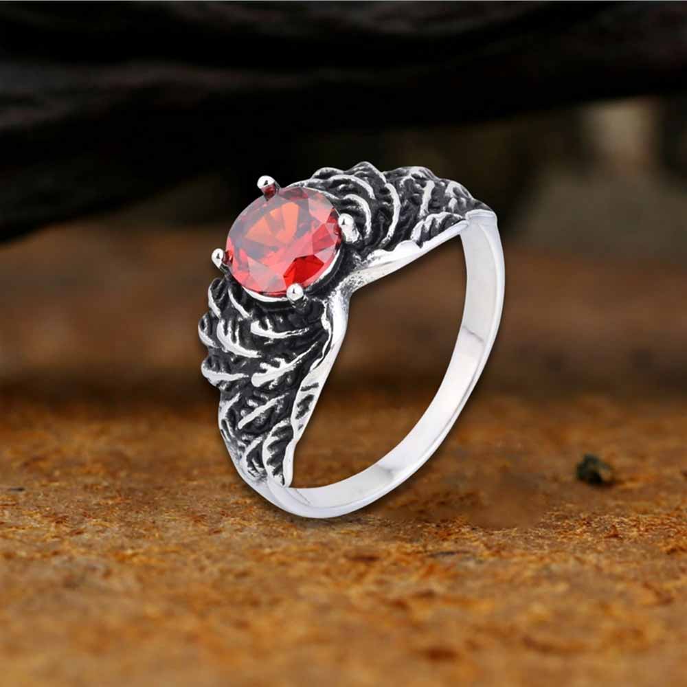 Vintage Gem-Set Wing Design Stainless Steel Ring | Gthic.com
