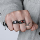 Vintage Gem-Set Wing Design Stainless Steel Ring | Gthic.com
