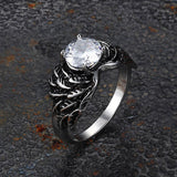 Vintage Gem-Set Wing Design Stainless Steel Ring | Gthic.com