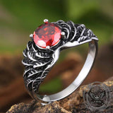 Vintage Gem-Set Wing Design Stainless Steel Ring | Gthic.com