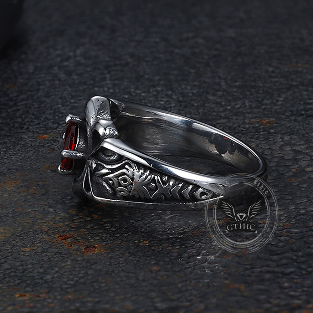 Vintage Gem-Set Wing Design Stainless Steel Ring