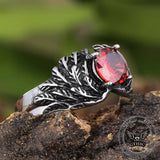Vintage Gem-Set Wing Design Stainless Steel Ring