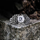 Vintage Gem-Set Wing Design Stainless Steel Ring
