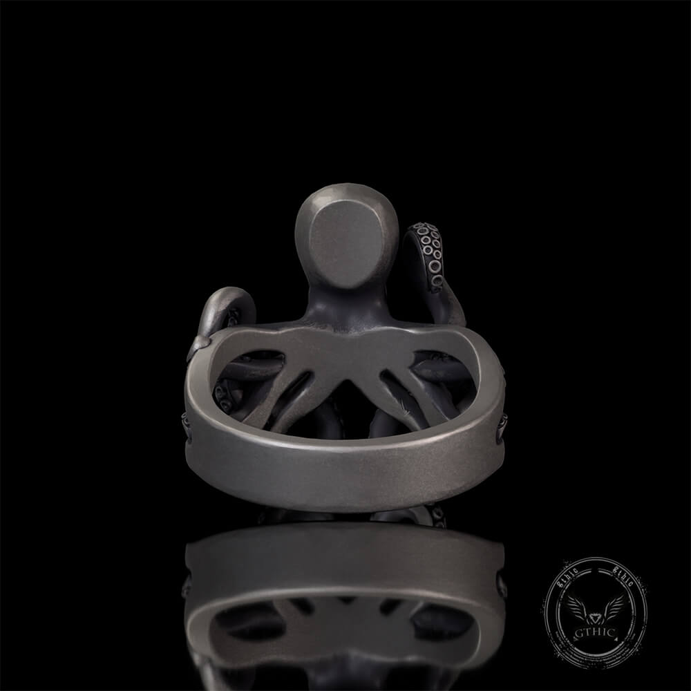 Vintage Gem Eye Octopus Tentacle Sterling Silver Marine Ring