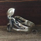 Vintage Gem Eye Octopus Tentacle Sterling Silver Marine Ring