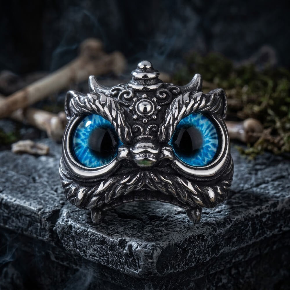 Vintage Gem Lion Dance Stainless Steel Ring
