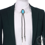 Vintage Gemstone Braided Leather Bolo Tie | Gthic.com
