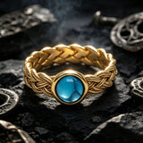 Vintage Gemstone Woven Stainless Steel Ring