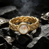 Vintage Gemstone Woven Stainless Steel Ring