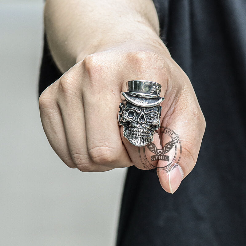 Vintage Gentleman Skull Stainless Steel Ring