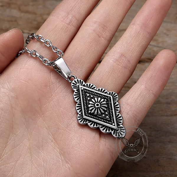 Vintage Geometric Bohemian Pattern Stainless Steel Necklace | Gthic.com