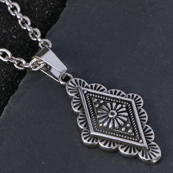 Vintage Geometric Bohemian Pattern Stainless Steel Necklace | Gthic.com