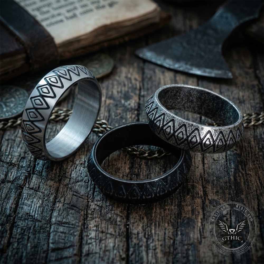 Vintage Geometric Rhombus Pattern Stainless Steel Ring | Gthic.com