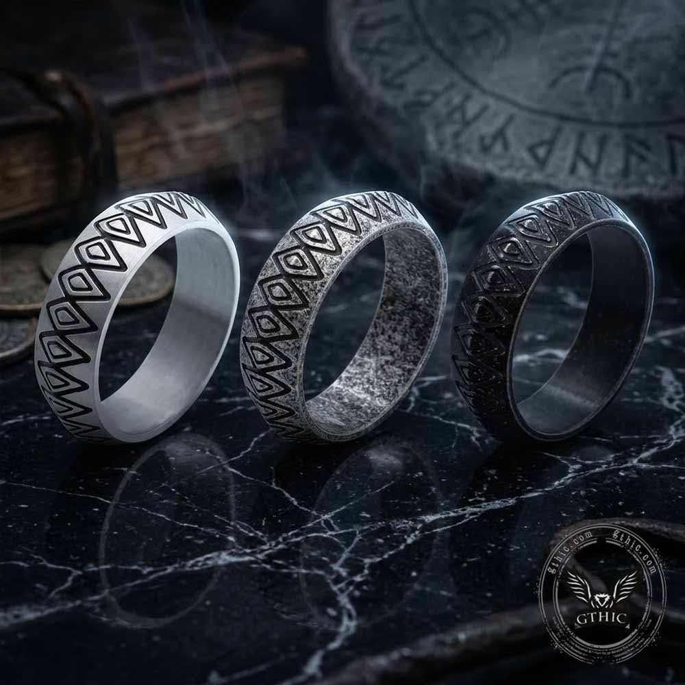 Vintage Geometric Rhombus Pattern Stainless Steel Ring | Gthic.com