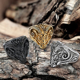 Vintage Goat Head Stainless Steel Ring | Gthic.com
