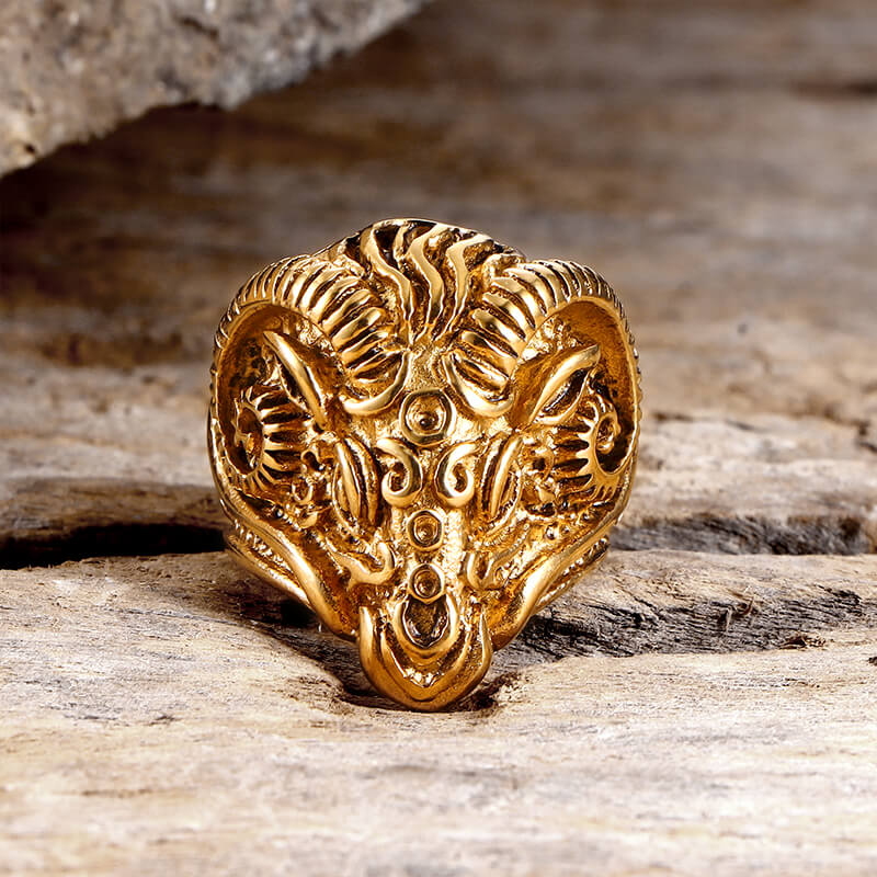 Vintage Goat Head Stainless Steel Ring