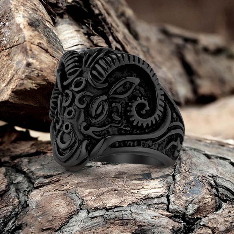 Vintage Goat Head Stainless Steel Ring | Gthic.com