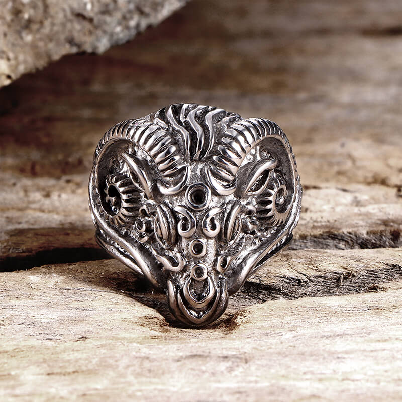 Vintage Goat Head Stainless Steel Ring