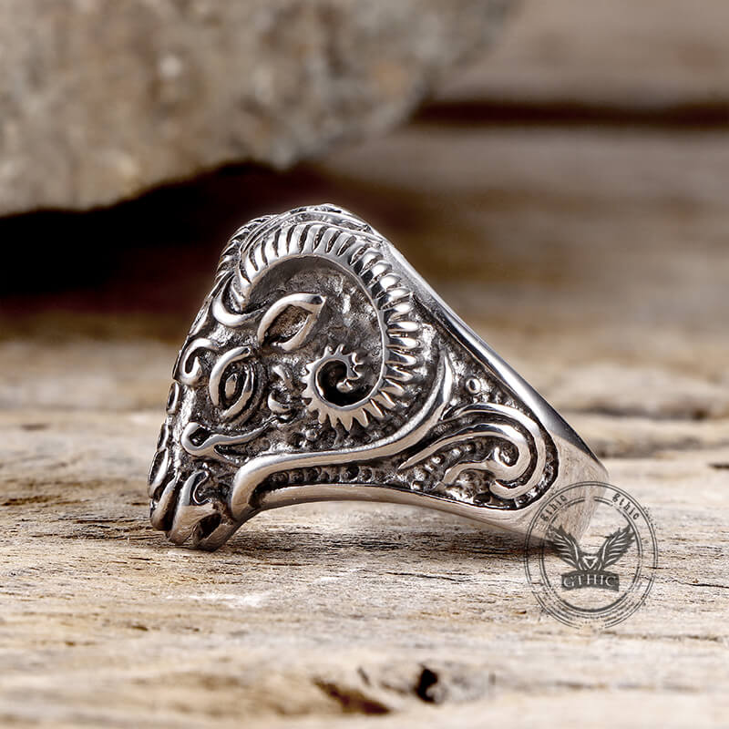 Vintage Goat Head Stainless Steel Ring