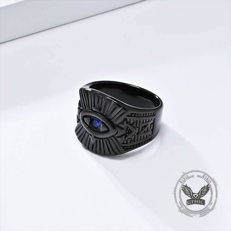 Vintage God's Eye Egyptian Pharaoh Eye Stainless Steel Ring | Gthic.com