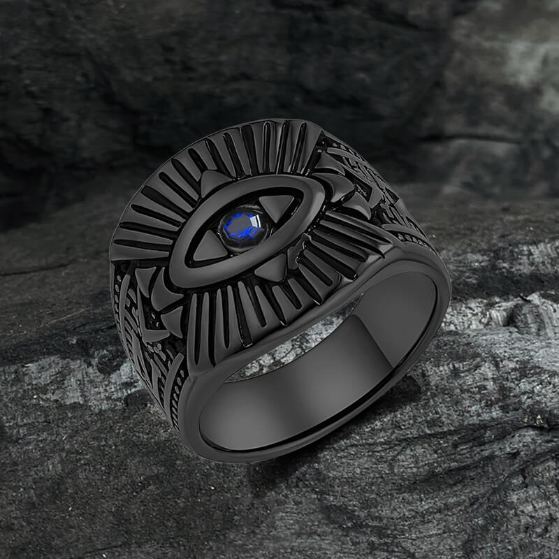 Vintage God's Eye Egyptian Pharaoh Eye Stainless Steel Ring | Gthic.com