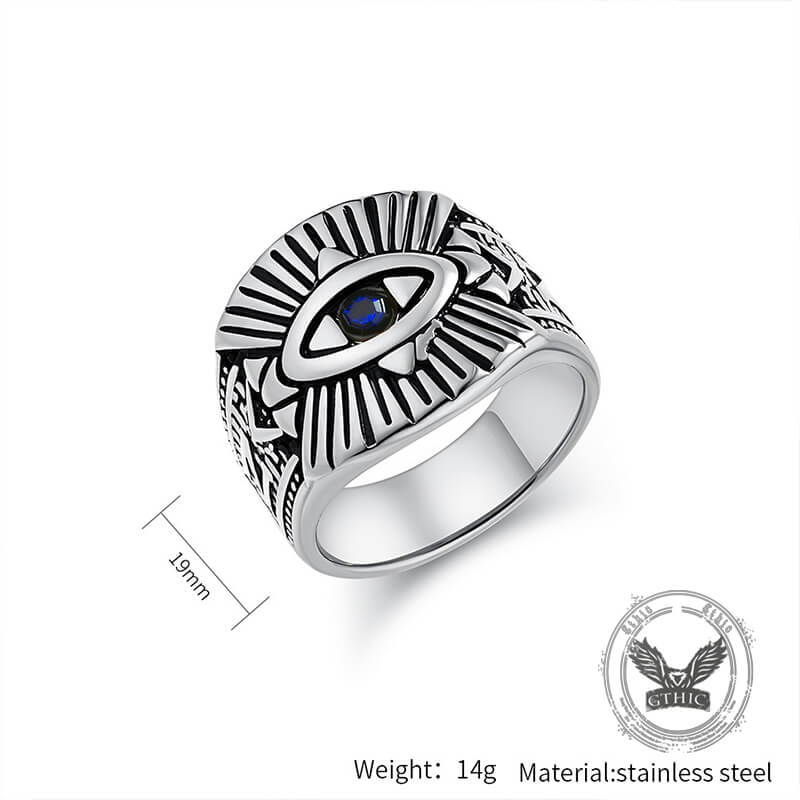 Vintage God's Eye Egyptian Pharaoh Eye Stainless Steel Ring | Gthic.com